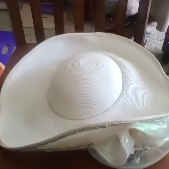 White Hat with Silver Trim - Picture 1 of 3